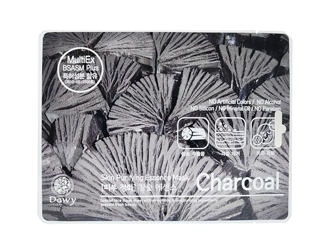 TNB Dewy Korean Essence Face Mask, Moisturizing Mask Sheet Pack, Korean Skin Care For All Skin Types (Charcoal)