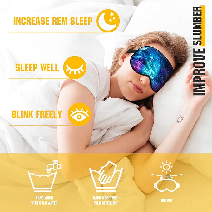 BVYA 3 PCS A Set, Silk Sleep Mask, Eyes Mask, Mulberry Silk Soft Adjustable Strap Eye Cover (I Series)