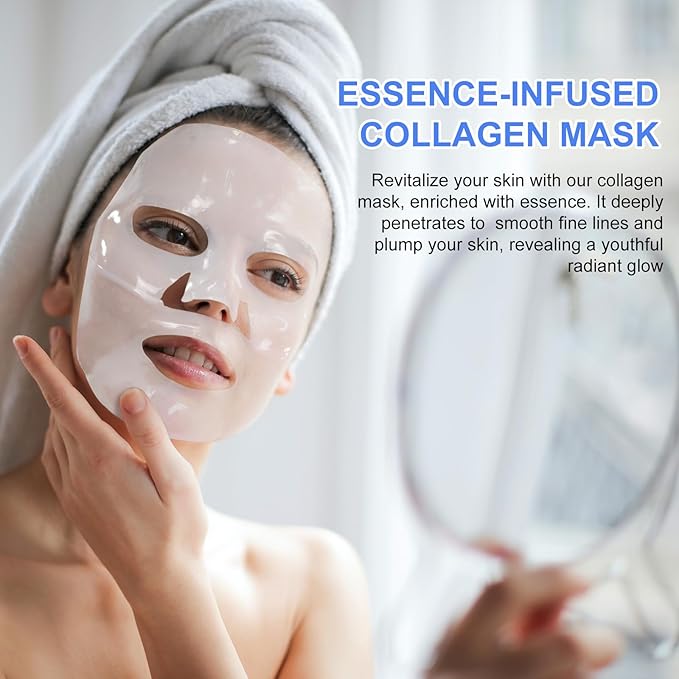 Collagen Face Mask 6P, Collagen Hydrogel Mask, Moisturize, Firm & Enhance Skin Vitality, Pore Minimizing, Elasticity Improvement 6 Packs