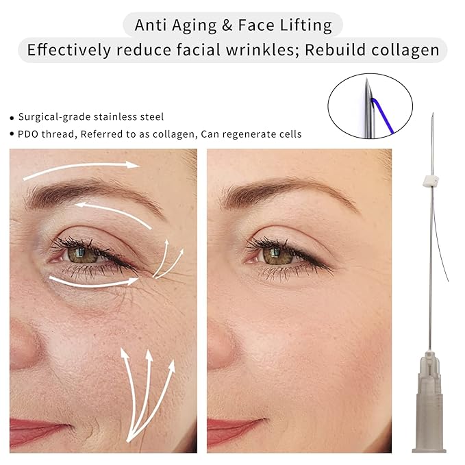elves Pdo Mono Threads for Face Lift, Pdo Threads Lift 30G13mm, PDO Threads for Face Whole Body Lifting, PDO Smooth Threads Lifting 20Pcs