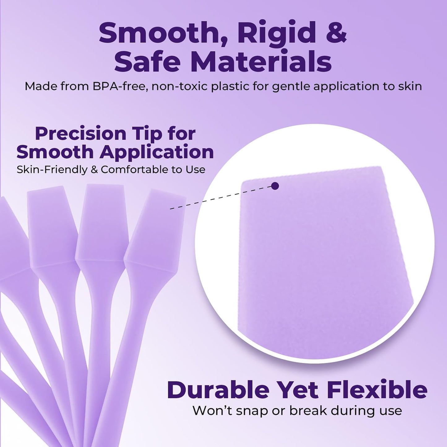 Mini Face Spatula (2.5", 100 Pack) - Small Foundation Spatula for Skincare, Creams, & Crafts | Plastic Face Lotion Applicator Tool for Mixing, Cosmetic, Face Mask | Purple