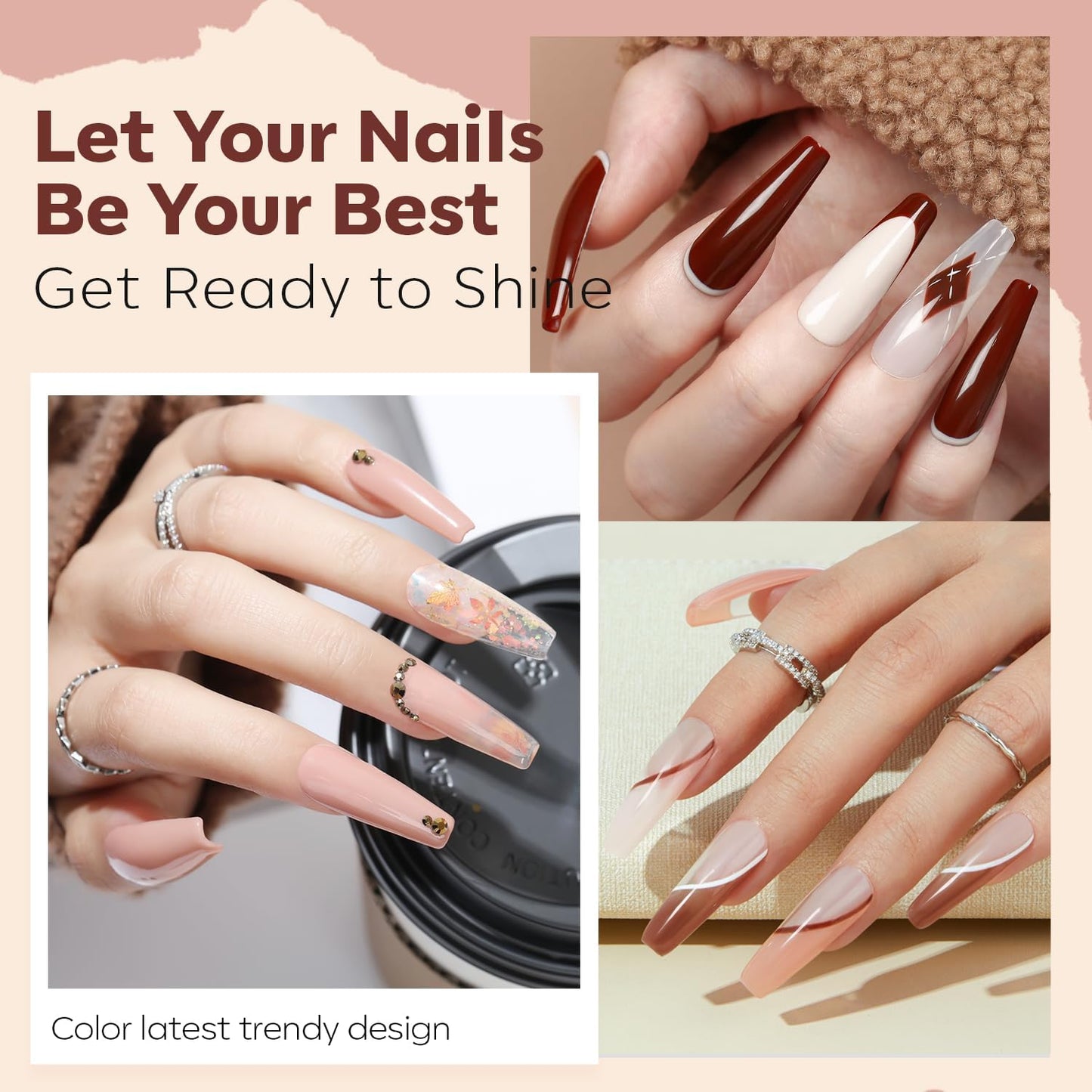 modelones Nail Polish Set, 6 Colors Nude Brown Pink Skin Tones Milky White Mini Nail Polish Fall Winter Neutral Brown Quick Dry Fingernail Polish Manicure DIY Salon Home Gifts for Women Girl