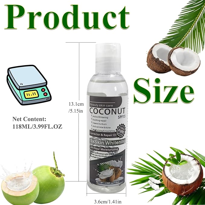 Elitzia Coconut Oil Hair Spa Skin Care Massage Oil Conditoner Liquid Skin Nourish Moisturier Makeup Remover Fix Flyaways Versatile Base Oil Face Body Pure Natural 3.99fl.oz