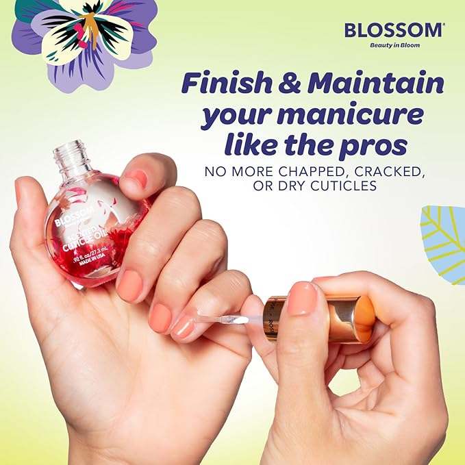 Blossom Cuticle Oil for Nails, Hydrating, Moisturizing, Scented Nail Oil Cuticle Care, Infused with Real Flowers, Made in USA, 0.92 fl. oz, Kiwi