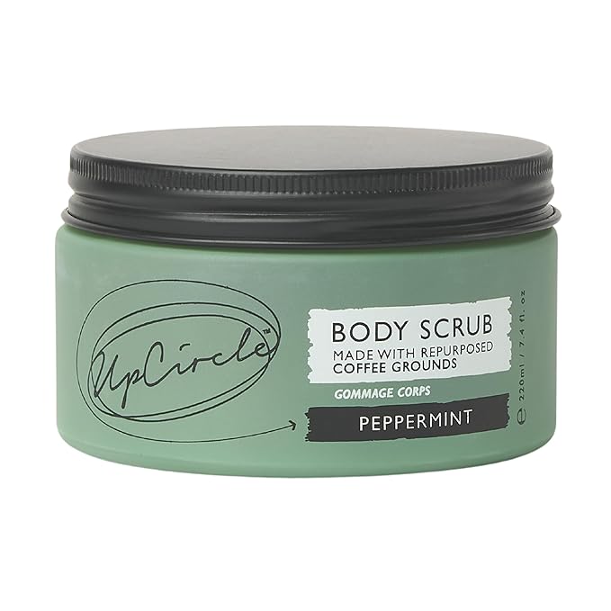 UpCircle Exfoliating Coffee Body Scrub with Peppermint 220ml - Sea Salt, Eucalyptus + Coconut Oil - Exfoliates Your Skin + Improves Circulation - Natural, Vegan Exfoliator For Soft, Smooth Skin