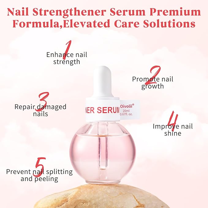 Nail Strengthener,Nail Polish Repair Growth & Conditioning Treatment for Thin,Weak,and Damaged Nails, Nail Ridge Filler Base Coat
