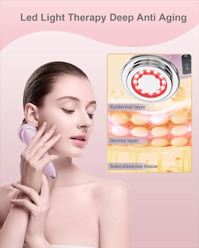 Face Massager Electric Face Lifting 4 in 1 Facial Massager Anti Aging Skin Tightening Firming Skin Care Tools (Pink2)