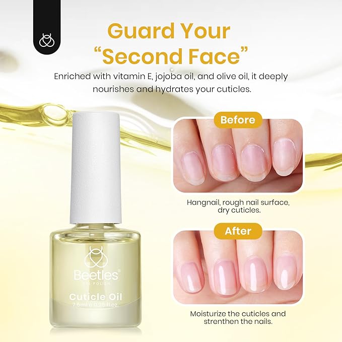 Beetles 7.5ml Cuticle Oil Nail Oil Cuticle Care for Nail, Damaged Cuticles, Stronger Nails Spa and Hand Manicure Essentials for Repaired Thin Nails DIY Home for Women