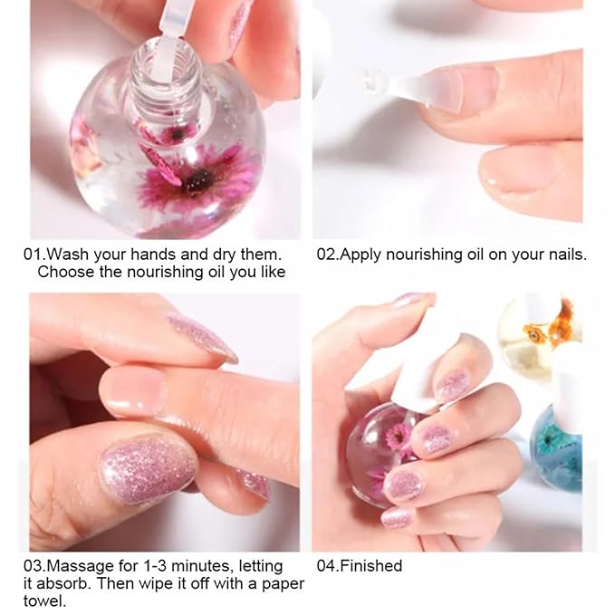 Rose Scented Cuticle Oil, Cuticle Oil with Flowers,Nail Growth Oil, Cuticle Oil for Nails, Brush Cuticle Oil for Nails, Nourishing Oil for Nails and Cuticles