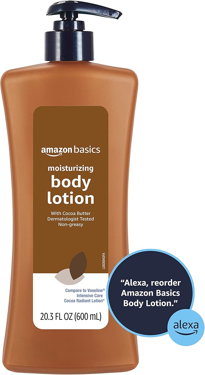 Amazon Basics Cocoa Butter Body Lotion, Lightly Scented, 20.3 Fl Oz, Pack of 4
