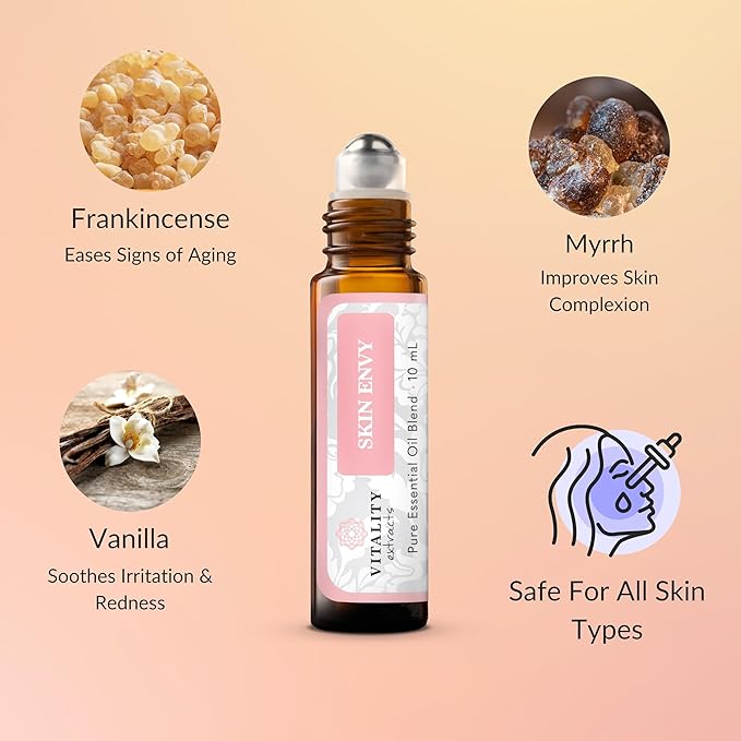 Vitality Extracts Skin Envy - Face Moisturizer Serum, Coconut Oil, Collagen, Vitamin E, Vegan, Frankincense Essential Care, Sandalwood Soothing, Clarifying, Skin Health