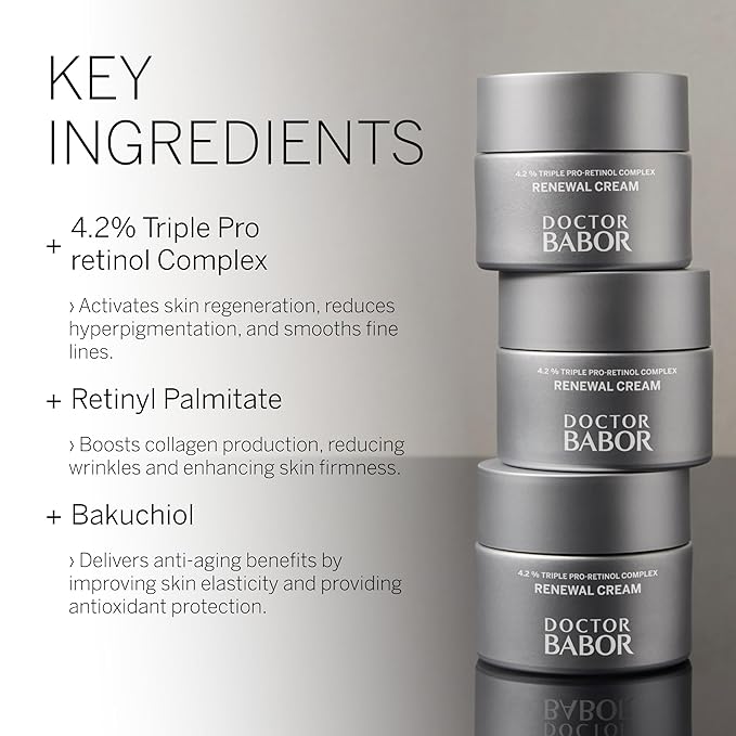 BABOR DOCTOR Renewal Cream | Regenerating anti-aging and anti-pigmentation face cream with pro-retinol complex | For radiant, rejuvenated skin | Refines the complexion | Vegan | 50ml