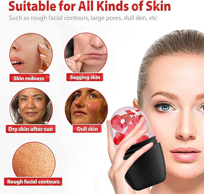 KOGITI Face & Eye Ice Roller Massager - Ice Cube Mold, Face Puffiness Relief, Skin Care Tools, Black & White