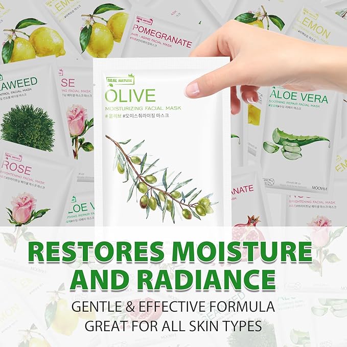 Face Masks Skincare, 6 Pack Variety Sheet Masks - Hydrating & Smoothing, Moisturizing & Nourishing for All Skin Types