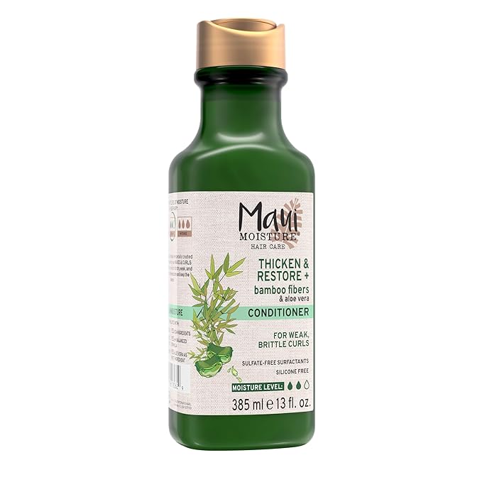 Maui Moisture Thicken & Restore + Bamboo Fibers Strengthening Conditioner to Soften Transitioning or Natural Hair & Renew Brittle Hair, Vegan, Silicone & Paraben-Free, 13 fl oz