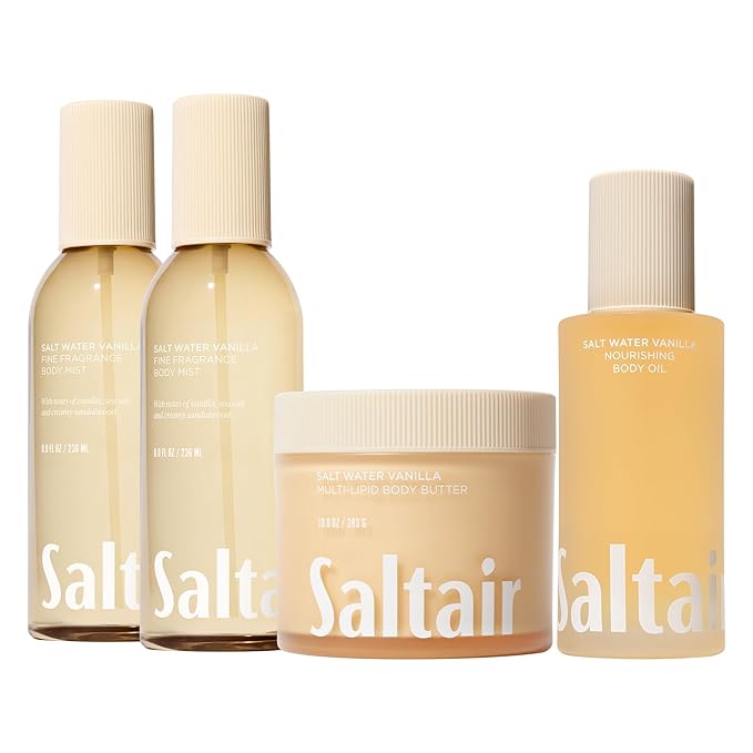 Saltair Salt Water Vanilla Body Mist 2 Pack - Fine Fragrance, Body Oil, & Multi-Lipid Body Butter Bundle