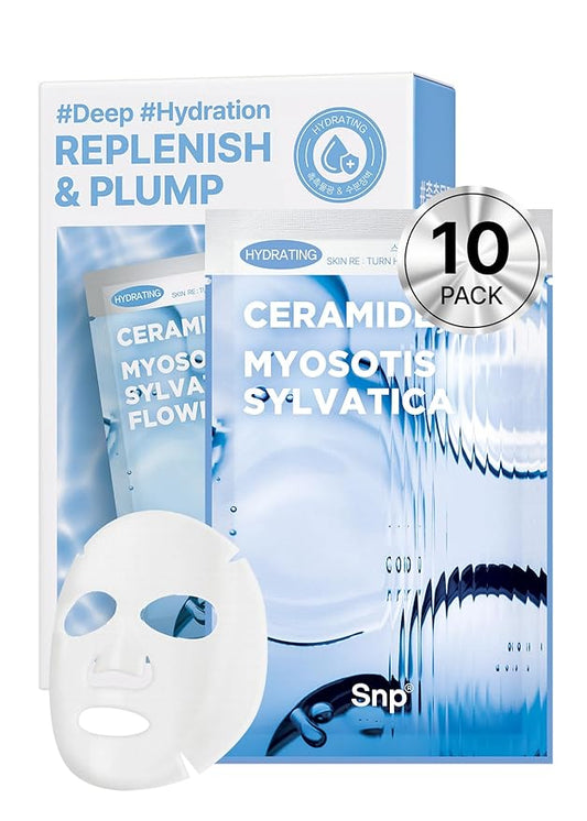 [K Beauty] Skin Return Hydrating Essence Sheet Mask | Moisturizing and Protecting for All Skin Types | Vegan Sheet Masks with Ceramide NP | Korean Face Masks Skincare | Facial Mask | 10 Sheets