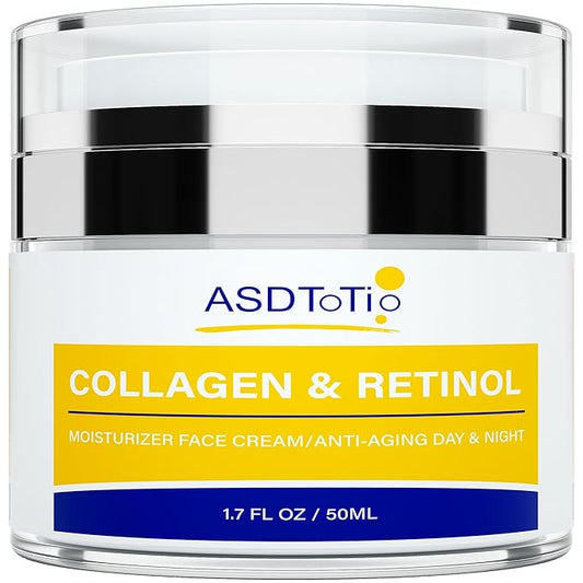 Collagen Face Moisturizer-Day & Night Anti-Aging Moisturizer with Retinol and Hyaluronic Acid for Men and Women - Reduces Wrinkles and Hydrates Skin