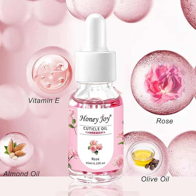 Honey Joy Cuticle Oil for Nails – Nail Oil Cuticle for Nail Care, Cuticle Nail Oil for Growth and Strength, Cuticle Oil for Nails, 0.5 fl. oz (Rose)