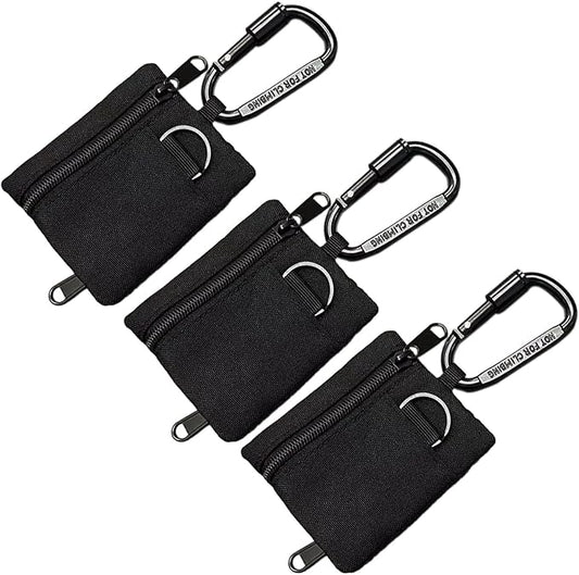 3 Pack Tactical EDC Keychain Pouch with Upgraded D-Ring - Military Mini Molle Utility Organizer for Outdoor, Hiking, Camping, Belt Gear, Zipper Pocket Bag