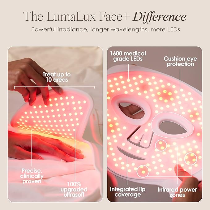Project E Beauty Lumalux Face+ | Pro LED Light Therapy Face & Neck Mask 1600 LEDs | 7+2 Colors 460~1072nm | Red Light + Infrared + Deep Infrared Mask