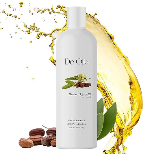 | Golden Jojoba Oil | 100% Pure & Natural | Face, Hair and Body | Cold Pressed | Soap Making & Massage | Carrier Oils | 16fl. oz. (473 mL)