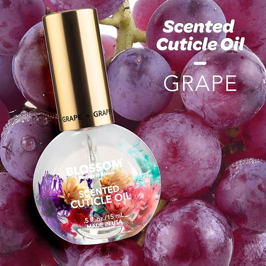 Blossom Cuticle Oil for Nails, Hydrating, Moisturizing, Scented Nail Oil Cuticle Care, Infused with Real Flowers, Made in USA, 0.92 fl. oz, Grape