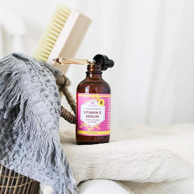 Leven Rose Vitamin E Oil Serum 100% Pure Organic All Natural for Face, Dry Skin Moisturizer, Hair & Nail Growth, Pure Makeup Remover, Cleansing Oil Large 4 oz