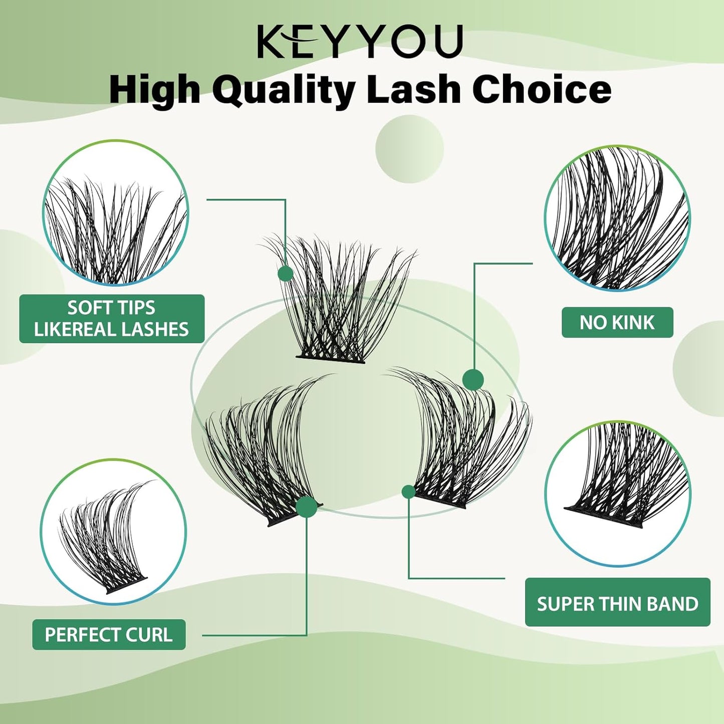 Lash Clusters 96pcs Individual Lashes D Curl 12mm Eyelash Clusters KEYYOU Volume Wispy Lash Extension Soft&Comfortable Easy DIY at Home(Y23,D-12mm)