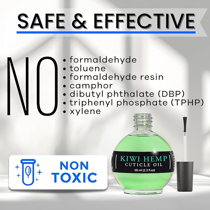 Nail Cuticle Oil Kiwi Hemp Scented 2.3 Fl Oz – Cuticle Oil for Nails with Jojoba Oil, Aloe, Vitamin E - Moisturizing Cuticle Care and Nail Oil Repair Treatment