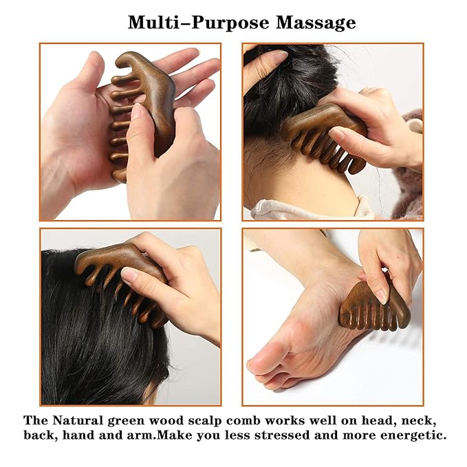Wooden Comb,Scraping Scalp Massage Comb,Natural Wood Wide Tooth Hair Comb,Handheld No Static Head Massage Tool Meridians Massager for Head Caring Relaxation Acupoint Massage.