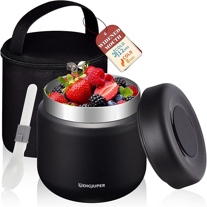 12OZ Thermo-Food-Container w/Lunch Bag - Toddler Boy Kid Wide Mouth Thermal for Hot Food with BPA-free Folding Spoon, LeakProof Soup Jar Lunch Box for School Outdoors