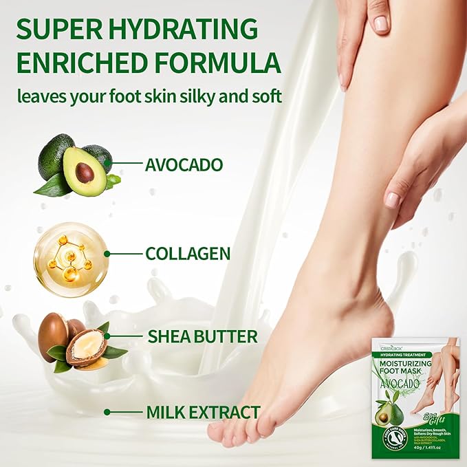 Moisturizing Foot Mask 5 Pack,Hydrating Foot Masks for Dry Cracked Feet,Moisturizing Socks Dry Skin Moisturizer for Soft and Smooth Touch Feet,Foot Care Spa Gifts for Women Men Mother's Day Gifts