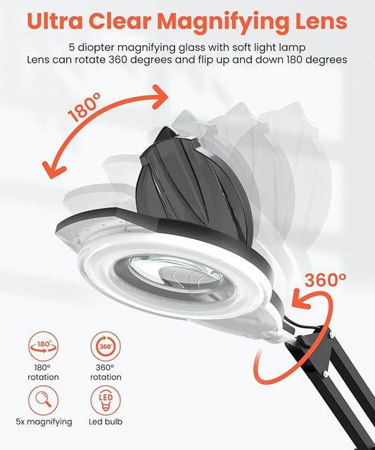 TASALON Professional Facial Steamer with 5X Magnifying Lamp, 2-in-1 Esthetician Steamer on Wheels with Ozone and Hot Mist, Ionic Facial Steamer for Facial Deep Cleaning and Moisturize