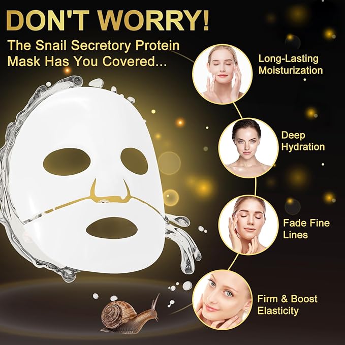 Advanced Snail Mucin Glass Glow Hydrogel Face Mask,Snail Mucin Serum Masks,Hydrating Collagen Face Masks Anti Wrinkle Deep Moisturizing Snail Mucin Masks Anti Aging for All Skin Types