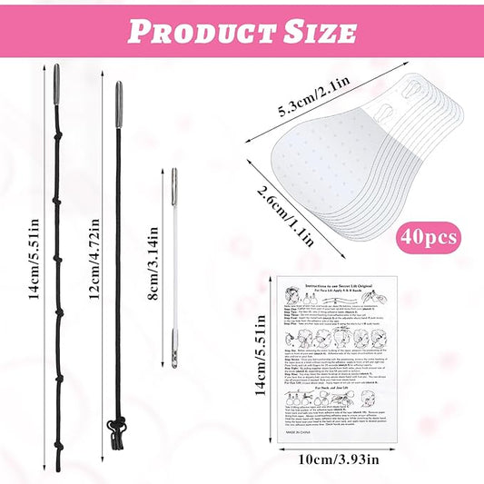 40PCS Face Lifting Tape, Face Tape Lifting Invisible, Face Lift Tape Invisible with String, V-Line Face Lift Bands, Hide Double Chin Facial Wrinkles Tape and Lift Sagging Skin