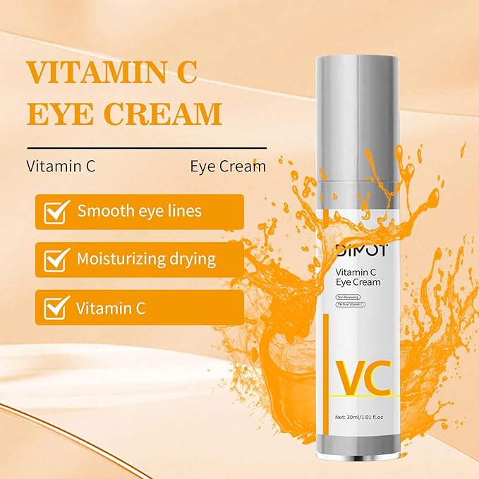 Vitamin C Eye Cream Puffiness Remover Eye Serum Anti-aging & Moisturising Vitamin C Eye Serum Eye Bags Treatment for Men and Women