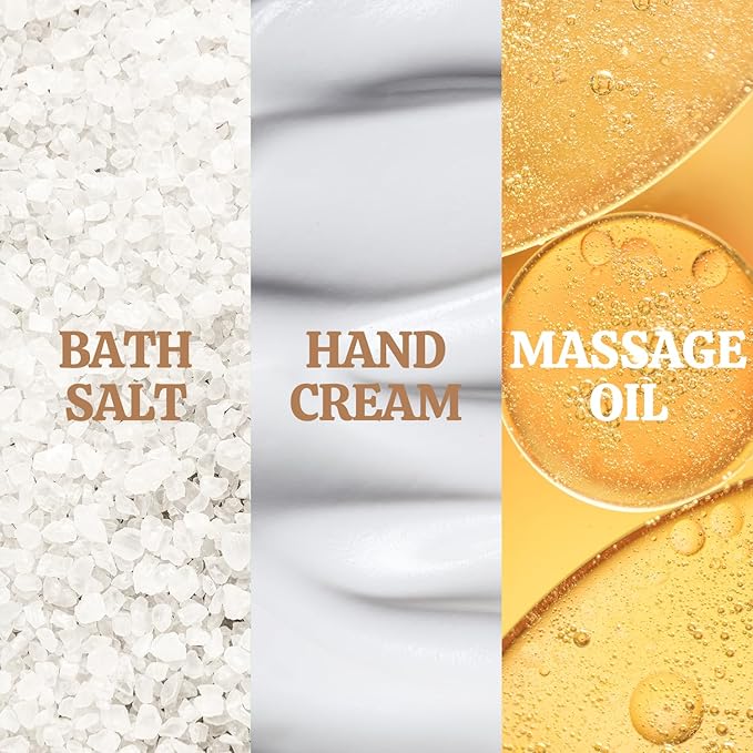 Gifts for Women BFFLOVE Gift Set for Women 5pcs Cherry Blossom Spa Set, Birthday Gifts for Her with Massage Oil, Scented Candle, Bath Salts, Hand Cream