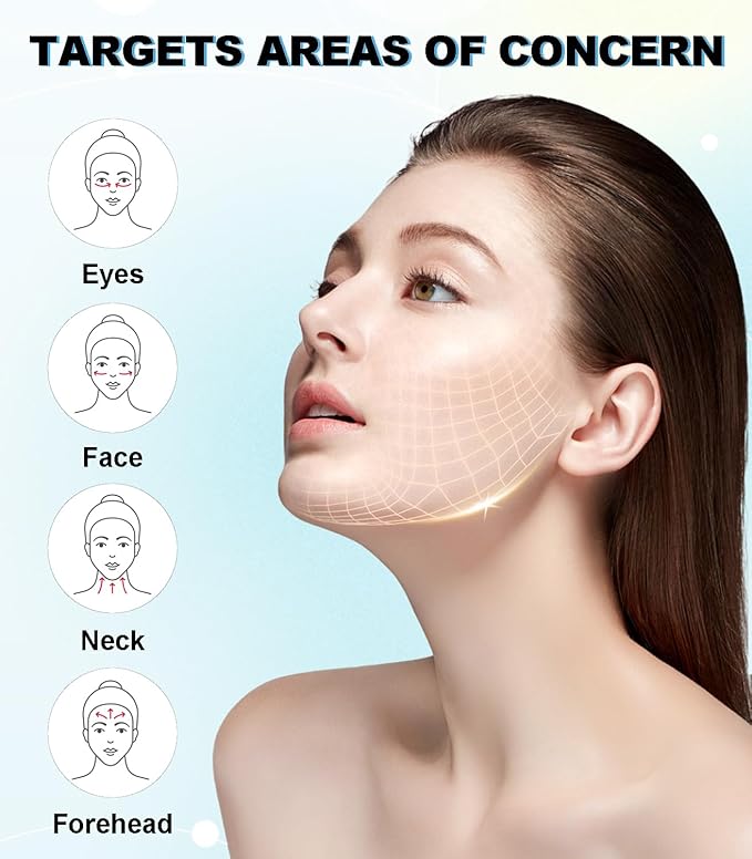 Neck Face Massager, BUV Face Sculpting Tool, 3 Color Modes and Vibration for Facial Massager, Mini Led Face Sculpting Device for Skin Care, Baby White