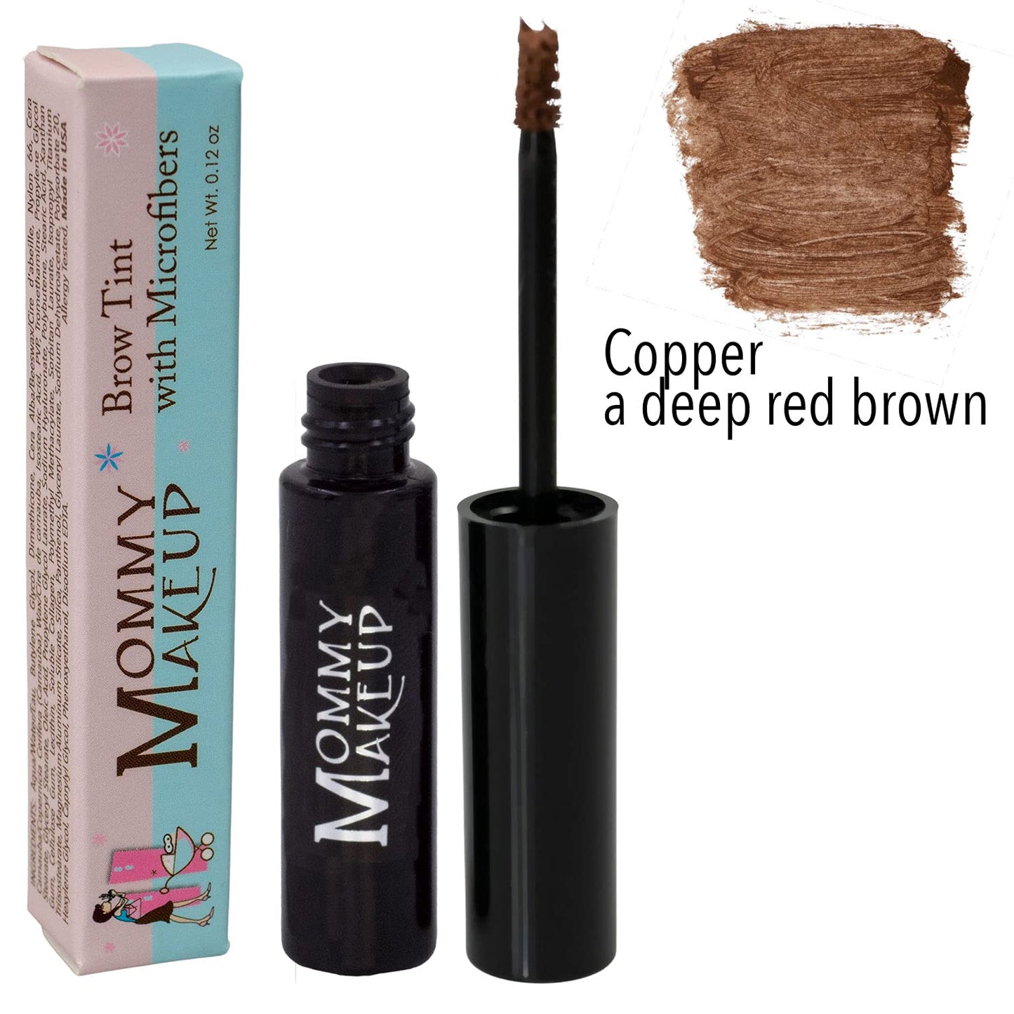 Brow Tint with Microfibers - 4-in-1 Tinted Eyebrow Gel to Groom, Hold, Sculpt & Color Your Brows, Covers Gray Hair - Water Resistant, Clump-Free, Long Lasting (Copper) by Mommy Makeup