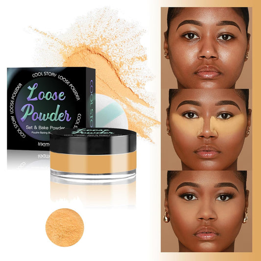 Loose Setting Powder, Bake Makeup Powder Full Coverage Matte Finish (Cappuccino, 6g/O.21oz)