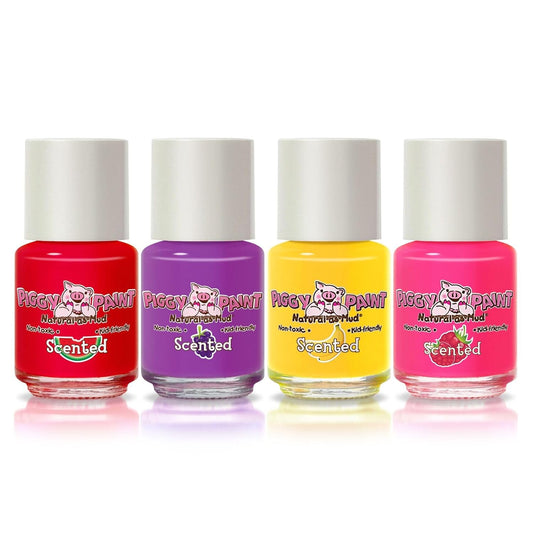 PIGGY PAINT Scented 100% Non-toxic Girls Nail Polish - Safe, Chemical Free Low Odor for Kids, 4 Pack Kit (Scented Silly Unicorns)