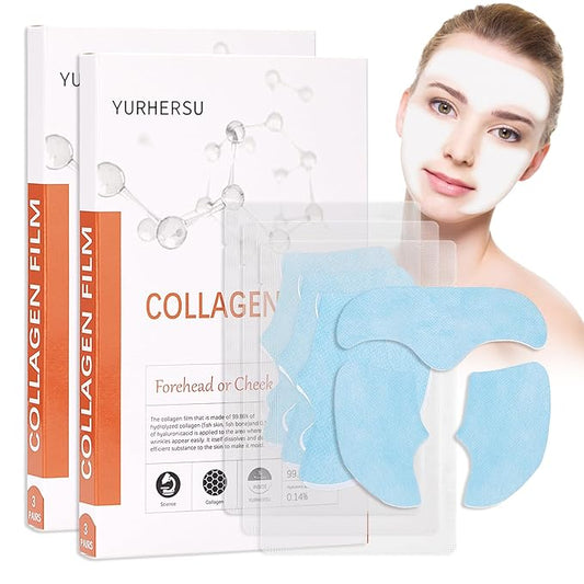 SUNDEER Pure Collagen Films, Highprime Collagen Film For Face, Melting Collagen Film, Soluble Collagen Hydrating Face Mask, Moisturizing, Improve Skin Elasticity, Reduce Fine Lines (2Box*3PCS)