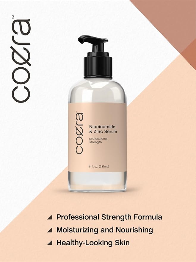 Coera Niacinamide Serum with Zinc | 8 fl oz | Moisturizer for Face and Skin | with Hyaluronic Acid | Professional Strength Formula | Free of Parabens, SLS & Fragrances