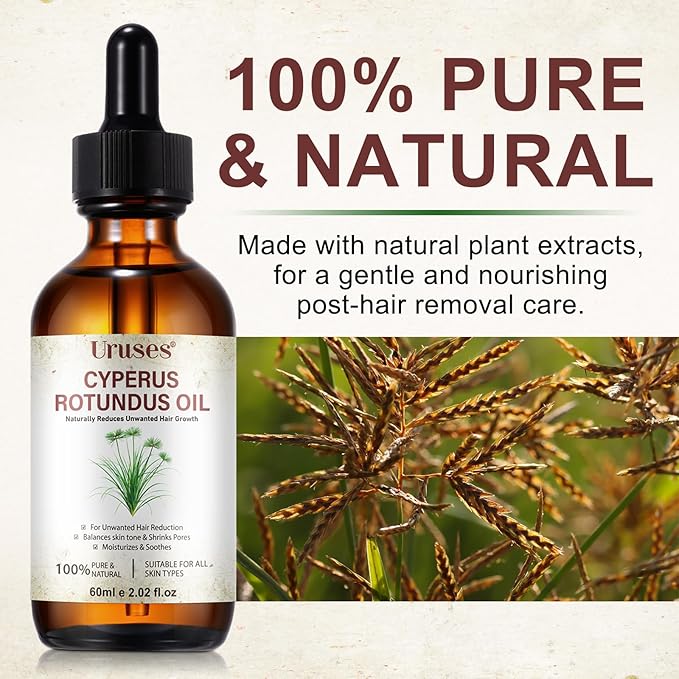 3Pack Cyperus Rotundus Oil, Natural Cyperus Rotundus Oil for Hair Removal, Reduces Unwanted Hair Growth, Moisturizes & Soothes The Skin, Suitable for All Skin Types