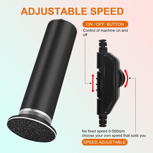 Electric Foot Callus Remover with Hand Callus Remover, Adjustable Speed Professional Electric Foot File Filer Sander Pedicure Tools for Feet Heel Dead Cracked Skin Women Men Use (Black)