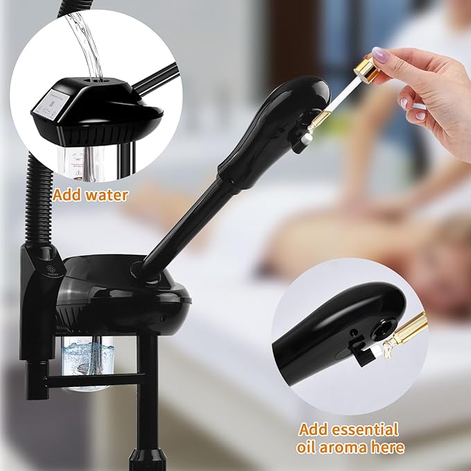 Facial Steamer for Ozone Humidifier Atomizer Attach 5× Magnifier and Light, Professional Face Steamer Clean Skin Firming Pores and Moisturizing Suitable for a Beauty, Spa, at Home