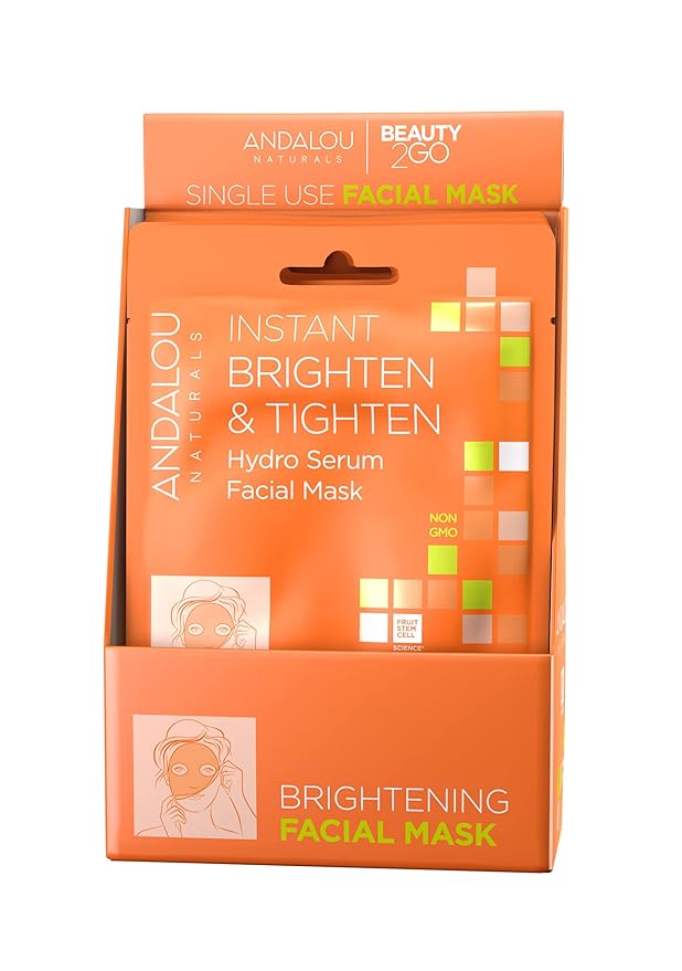 Andalou Naturals Instant Brighten & Tighten Hydro Serum Facial Mask, 0.6 Fluid Ounce