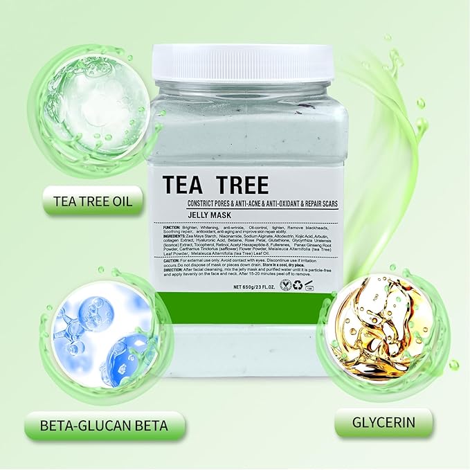 Jelly Mask for Facials Professional, Hydrating & Moisturizing Peel-Off Natural Gel Face Mask SkinCare, Professional Spa Use Jelly Face Masks, Deep Hydration & Glow 23 Fl Oz (Tea Tree)