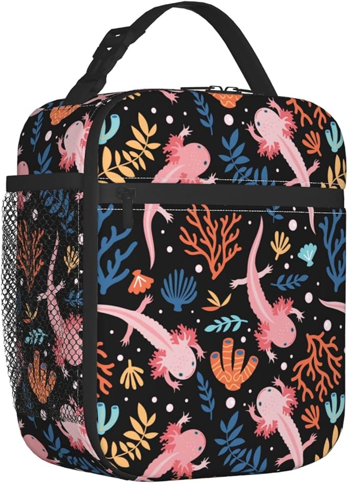 Axolotl Lunch Box Reusable Insulated Lunch Bag Thermal Cooler Tote For Boys Girls Teen School Men Women Picnic Travel Hiking